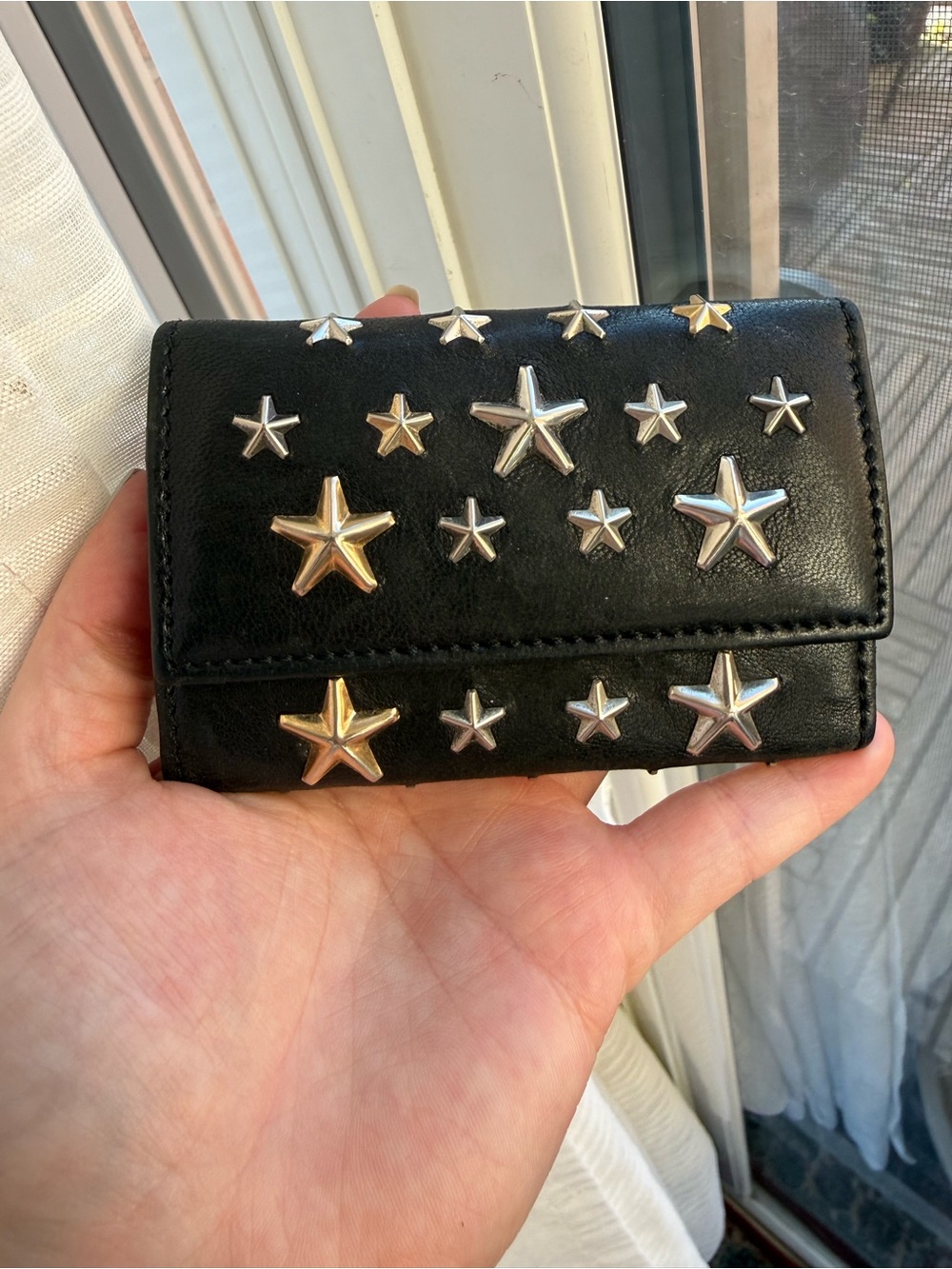 JIMMY CHOO Vtg Key Case J000041877001 Black Star Studded
